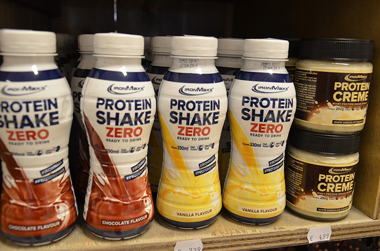 Auch neu im Sortiment: leckere Protein-Shakes in verschiedenen Sorten.